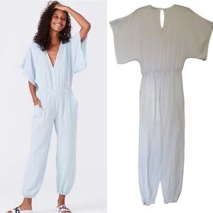 STARK X CRINKLE GAUZE WHITE COTTON KOMONO STYLE JUMPSUIT SIZE XS